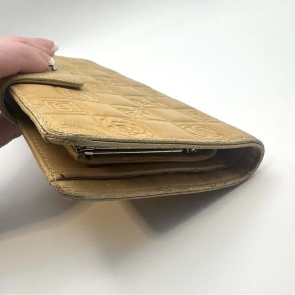 Chanel Long Wallet with Coin Pocket Precious Symbols Camel Leather Authentic y2k - Picture 7 of 16